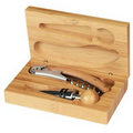 Bamboo wine kit - Small box holds opener and stopper